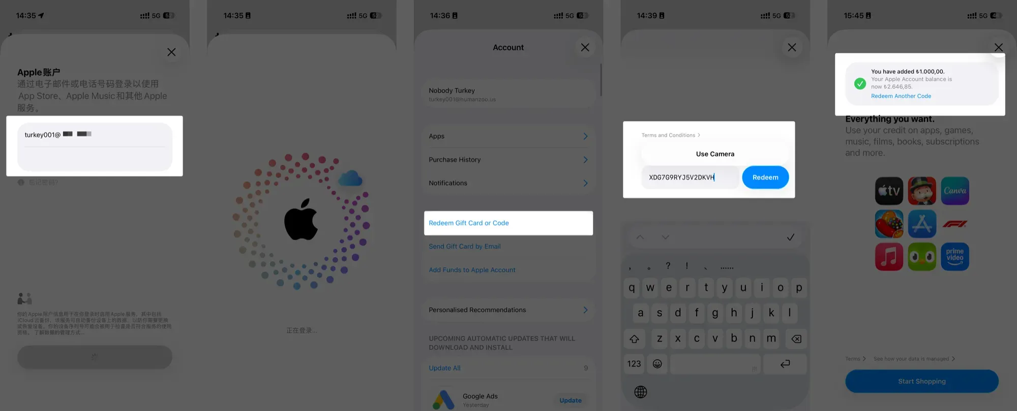 App Store gift card redemption